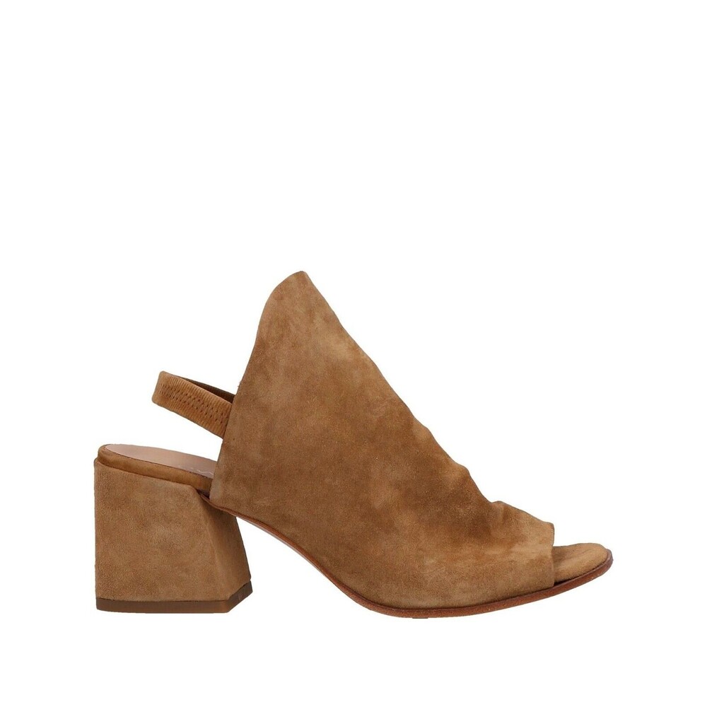 Lemare ITALY Made Women Brown Suede Leather Block Heels Sandals Sz US 6.5 EU 37